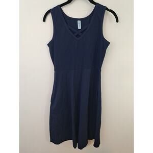 Vobcty Women's Blue Sleeveless Fit And Flare Summer Dress Size S